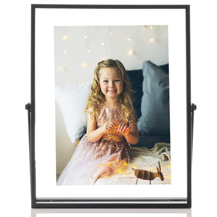 Lawrence Frames Metal Easel Float Picture Frame, 5x7, Black