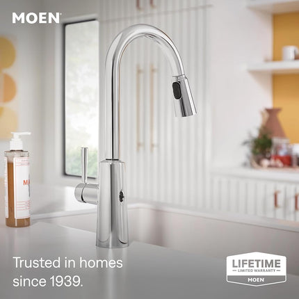 Moen 7402EW Riley Single Handle High Arc Pull Down Kitchen Faucet, Chrome