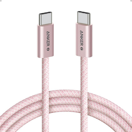 Anker Zolo USB C to USB C Cable, Braided and Dirt-Free Type-C Fast Charging Cable, Slim Connector, for iPhone 16 Series, MacBook (240W) (Pink, 3FT)