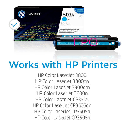 HP Q7581A 503A Original LaserJet Toner Cartridge, Cyan, Single Pack