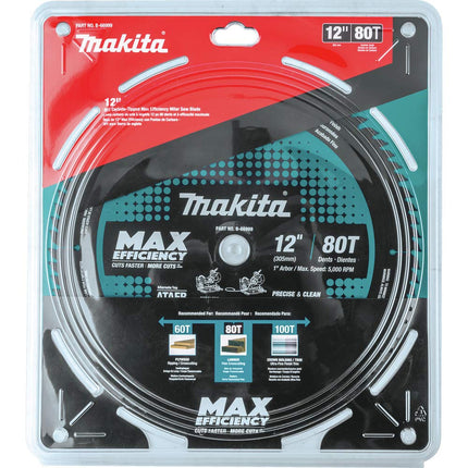 Makita B-66999 12" 80T Carbide-Tipped Max Efficiency Miter Saw Blade