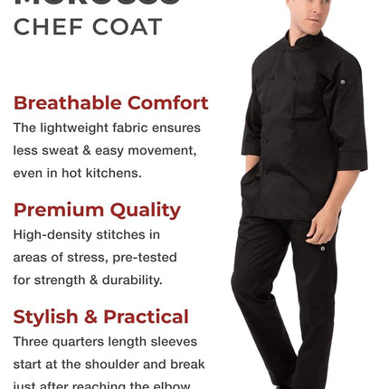 Chef Works Men's Jlclblkxs chefs jackets, Black, XS UK