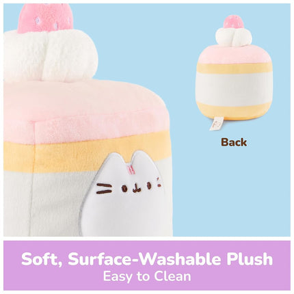 GUND Pusheen Strawberry Sponge Cake Plush, Squishy Toy, Collectible Plush Toy, Dessert Plush, Cat Stuffed Animal for Ages 8 and Up, Pink, 6”