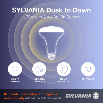 Sylvania Dusk to Dawn PAR38 LED Light Bulb with Auto On/Off Light Sensor, 120W=14W, 1250 Lumens, 5000K, Daylight - 1 Pack (41363)