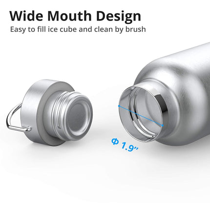 Triple Tree Vacuum Insulated Stainless Steel Water Bottle, Double Wall Wide Mouth Lids 17oz - Keeps Beverage Hot or Cold Sweat Proof