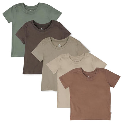 HonestBaby Lot de T-shirts à Manches Courtes 100 % Coton Biologique pour Bébés, Tout-Petits, Enfants, Garçons, Filles, Unisexe, Sarcelle Sable, 7 Ans