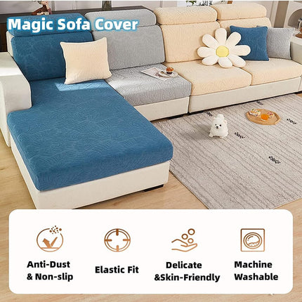 Yoovat Magic Sofa Covers Magic Sofa Couch Covers 2024 New Wear-Resistant Universal Sofa Cover Stretch for Sectional Slipcovers (Texture-Sea Blue,Large Double Seat Cover)