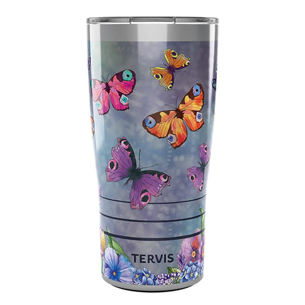 Tervis Traveler Traveler Butterfly Garden Triple Walled Insulated Tumbler Travel Cup Keeps Drinks Cold & Hot, 20oz, Stainless Steel