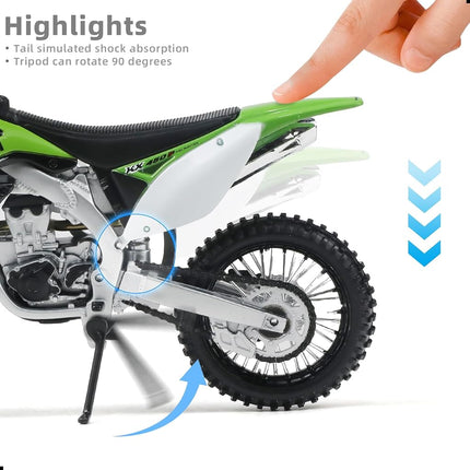 RISOPEN 1:12 Dirtbike Toy Model Motorcycle for Kawasaki KX450F Green