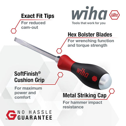 Wiha 53082 2 Piece SoftFinish XHeavy Duty Slotted and Phillips Screwdriver Set