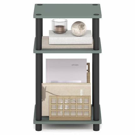 Furinno JUST Side Table, 3-Tier End Table, Open Shelves Night Stand, Bedside Table, Toolless Assembly, for Living Room, Bedroom, Sage Green