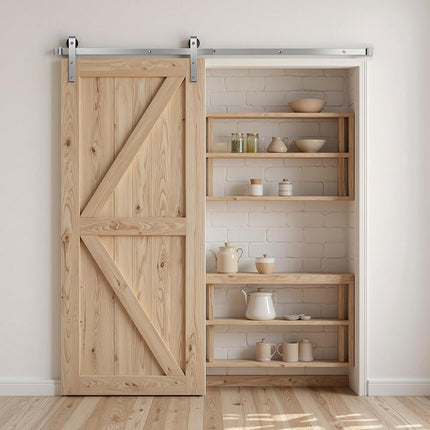 VEVOR 6.6FT Sliding Barn Door Hardware Kit, 330 LBS Weight Capacity, Compatible with 36 to 40 Inches Width & 1-3/8 to 1-3/4 Inches Thickness Single Sliding Barn Door, Durable Track & J-Shape Roller