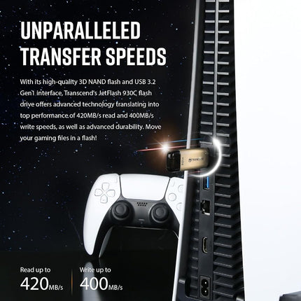 Transcend JetFlash 930C 128GB Dual USB Memory Stick, Type-C & Type-A, Speed up to 420MB/s-Soft Gold TS128GJF930C