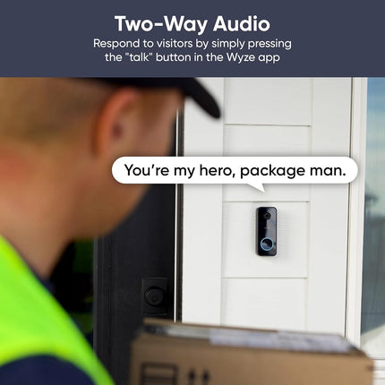 WYZE Video Doorbell v2, Wired, 2K Video, Two-Way Audio, Color Night Vision, Works with Existing Chime and IP65 Weather Resistant, Compatible with Alexa & Google Assistant, Black