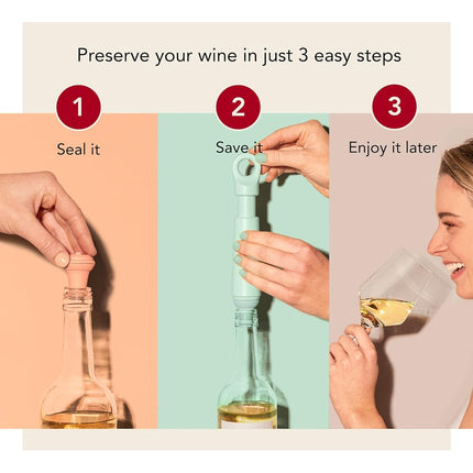 Vacu Vin Wine Saver Loop with 1 Vacuum Stopper – Premium Wine Preserver Pump for Bottles – Reseals & Preserves Red and White Wine – Air Removal System – Graphite Color