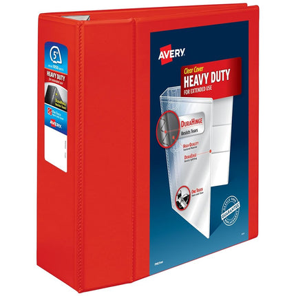 Avery Heavy-Duty View 3 Ring Binder, 5 Inch EZD Rings, Great for Portfolios, Office, School Notebooks, and More, 1 Red Binder (79327)