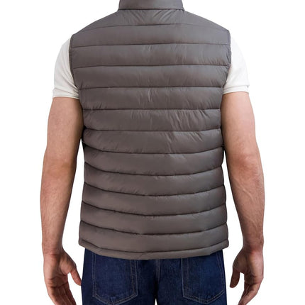 Cole Haan Men's Quilted Puffer Vest with Chest Zip Pocket, Charcoal, M