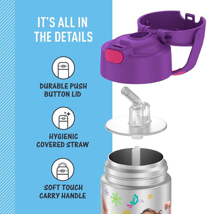 THERMOS FUNTAINER 12 Ounce Stainless Steel Vacuum Insulated Kids Straw Bottle, Encanto
