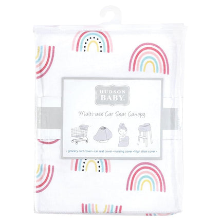 Hudson Baby Unisex Baby Multi-use Car Seat Canopy, Modern Rainbow, One Size