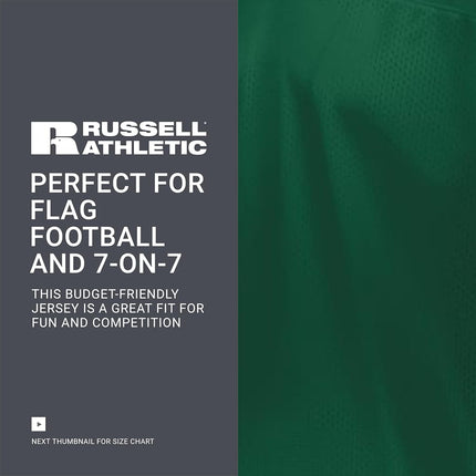 Russell Athletic Boys Youth Solid Flag Football Jersey Dark Green
