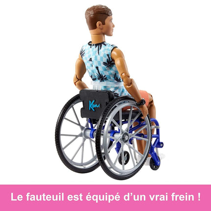 Barbie Ken Doll with Wheelchair & Ramp, Kids Toys, Barbie Fashionistas, Brunette with Beachy Tee and Orange Shorts, Clothes and Accessories
