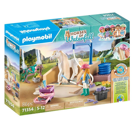 Playmobil 71354 Horses of Waterfall Washing Station with Isabella and Lioness, extensive rides and joint selfies, fun imaginative role-play, sustainable play sets suitable for children ages 5+