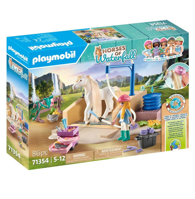 Playmobil 71354 Horses of Waterfall Washing Station with Isabella and Lioness, extensive rides and joint selfies, fun imaginative role-play, sustainable play sets suitable for children ages 5+