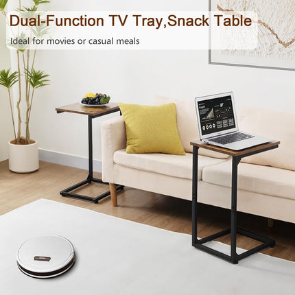 AMHANCIBLE C Shaped End Table, Couch Tables that Slide Under