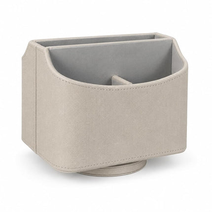 UnionBasic Rotating Desk Organizer, 360 Degree Desk Spinning Caddy, Desktop TV Guide/Mail/Media/Remote Controller Holder Organizer (Linen Texture Leather Beige)