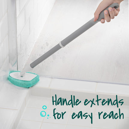 Scotch-Brite Kit de cepillo extensible para bañeras y azulejos, incluye 1 mango y 3 almohadillas de limpieza que no rayan