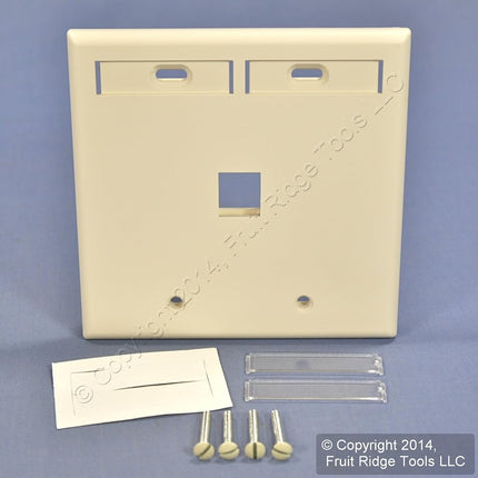 Leviton 42080-1TP 1-Port Dual Gang QuickPort Wallplate with ID Windows, Light Almond