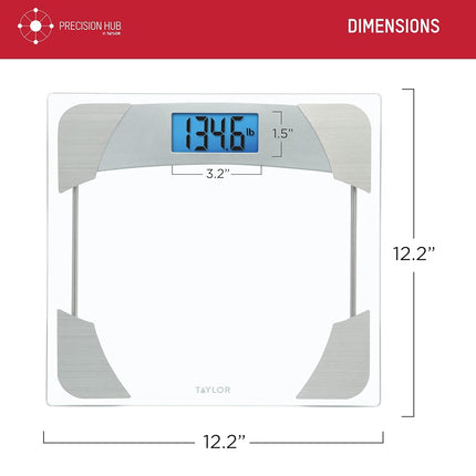 Taylor 400 Lb. Capacity Digital Glass Bathroom Scale with Stainless Steel Accents