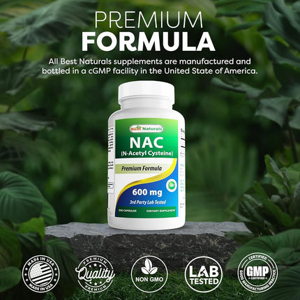 Best Naturals Nac N-Acetyl-Cysteine 600 Mg 250 Capsules