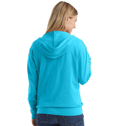 Sudadera con capucha de jersey con cremallera completa para mujer Hanes, azul marino, talla XXG