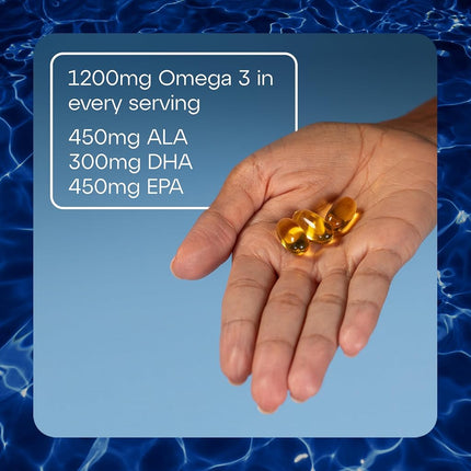 Thera Tears 1200mg Omega 3 Supplement for Eye Nutrition, Organic Flaxseed Triglyceride Fish Oil and Vitamin E, 180 Count