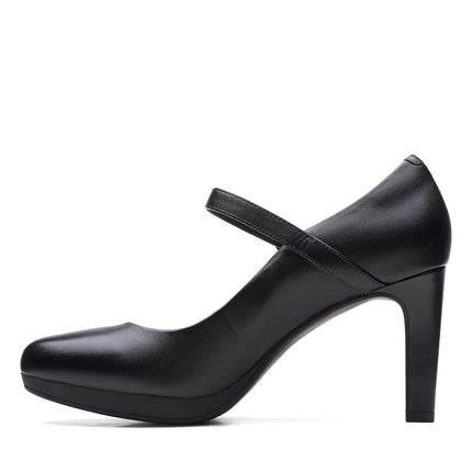 Clarks Women's Ambyr Joy Pump, Black Leather, 7.5 Wide