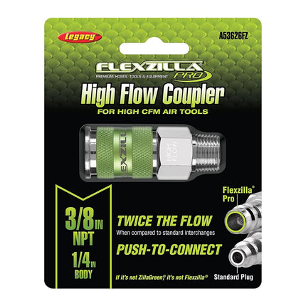 Flexzilla Pro High Flow Coupler, 1/4" Body, 3/8" MNPT - A53626FZ