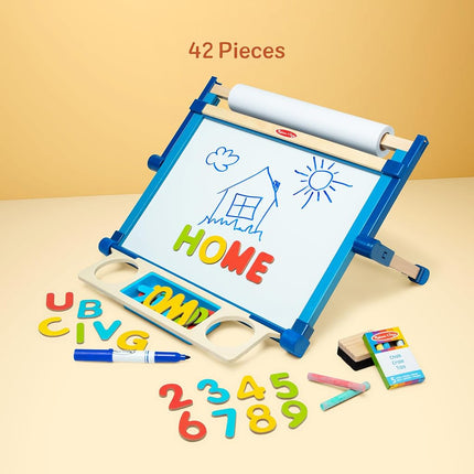 Melissa & Doug Deluxe Double-Sided Tabletop Easel (E-Commerce Packaging, Arts & Crafts, 42 Pieces, 17.5" H x 20.75" W x 2.75" L, Great Gift for Girls and Boys - Best for 3, 4, 5 Year Olds and Up)