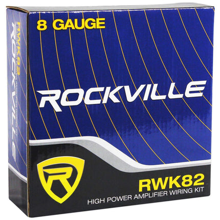 Rockville RWK82 8 Gauge 4 Chan Car Amp Wiring Installation Wire Kit (2) RCA's