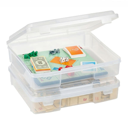 IRIS USA Board Game Storage |Made in USA| Thick Craft Case (2-Pack) - Clear