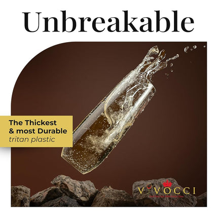 Vivocci Unbreakable Tritan Plastic Stemless Champagne Flutes 8.5 Oz - Reusable Glassware - Ideal for Mimosas, Cocktails & Sparkling Wine - Dishwasher-Safe - Wedding & Birthday Party Glasses - Set of 6