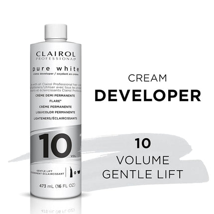 Pure White 10 Volume Creme Developer by Clairol for Unisex - 16 oz Lightener