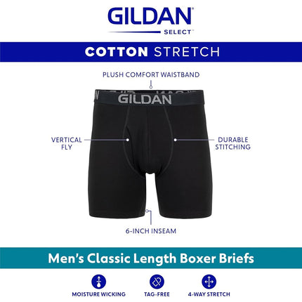 Gildan Men's Cotton Stretch Boxer Brief, Multipack, Heather Dark Grey/Black Soot/Green Midnight (5-Pack, Regular Leg), L (Pack of 5)