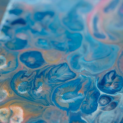 Pebeo 524602 Pouring Medium, Acrylic, White, Blue, Turquoise, Gold, 4 x 59ml, 1 x 50ml