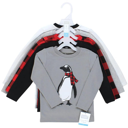 Hudson Baby Baby-Girls Long Sleeve T-Shirts, Winter Penguin Moose, 2T