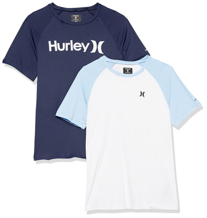 Hurley Boys' Rash Guard, Midnight Navy/White, 4