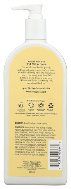 Burt's Bees Milk and Honey Body Lotion - 12 Ounce Bottle