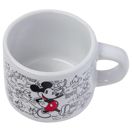 Silver Buffalo Disney Mickey Mouse Vintage Sketches Juego de 4 Tazas de Espresso Apilables de Cerámica, 3 Onzas