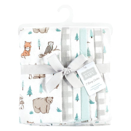 Bavoirs en flanelle de coton unisexe Hudson Baby, motif « Woodland Pals » neutre, lot de 7, taille unique