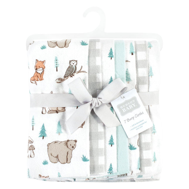 Bavoirs en flanelle de coton unisexe Hudson Baby, motif « Woodland Pals » neutre, lot de 7, taille unique